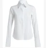 Elegant long sleeve white poplin women formal blouse designs for office uniform