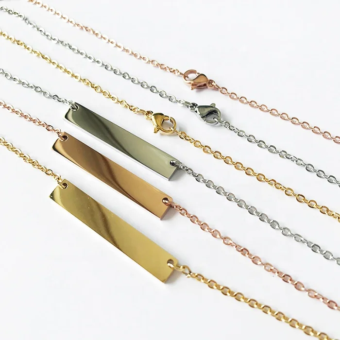 Best selling mirror polish high quality women style silver/gold/rose gold wholesale stainless steel blank bar pendant with chain
Best selling mirror polish high quality women style silver/gold/rose gold wholesale stainless steel blank bar pendant with chain
