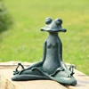 Best selling funny hand carved yoga frog green stone statues for garden ornament