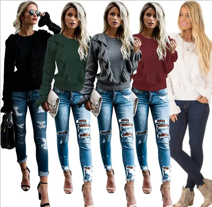 FM-Y031 Wholesale low price O- neck high quality women ruffles sleeve blouses lady knitted pullover sweater, As picture
FM-Y031 Wholesale low price O- neck high quality women ruffles sleeve blouses lady knitted pullover sweater, As picture