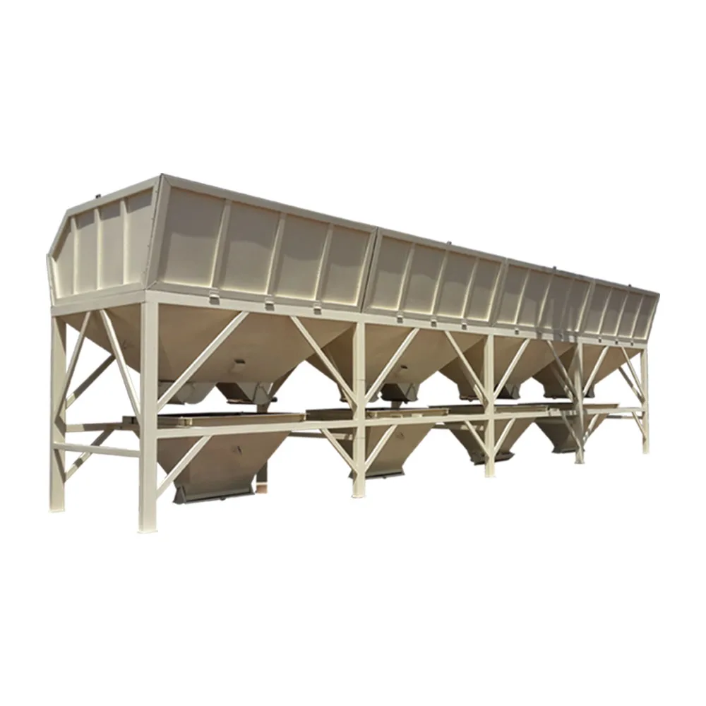 的 hzs35 小型 beton 配料厂配有四个集料料仓,根据客户需求定制料仓