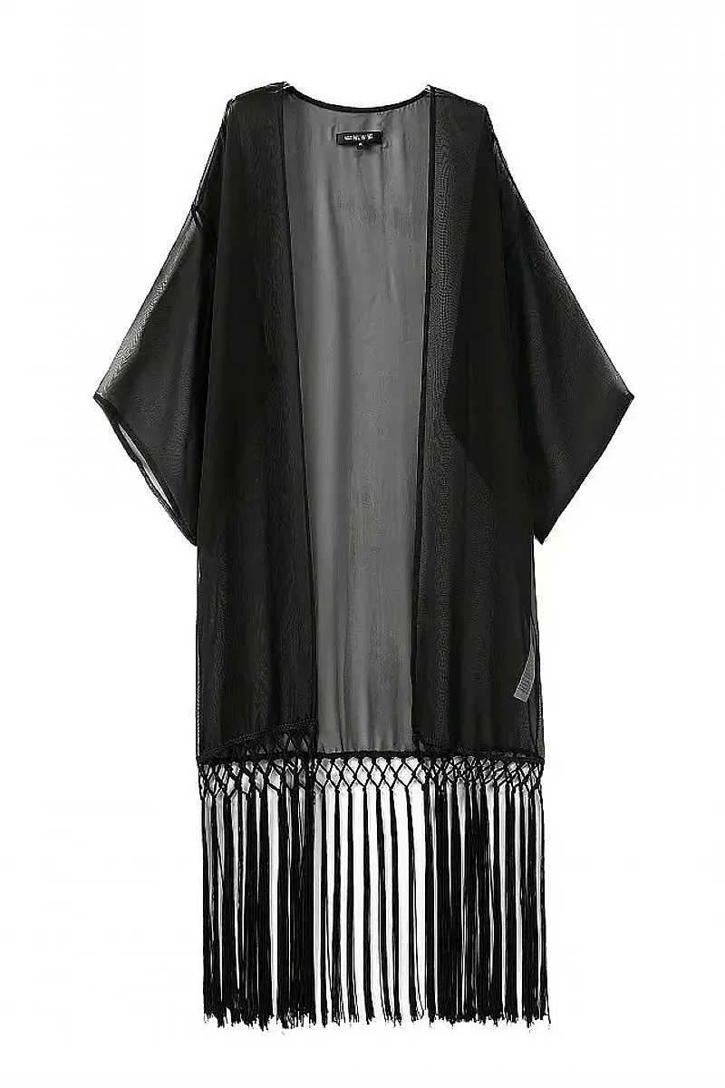 tassel cardigan black