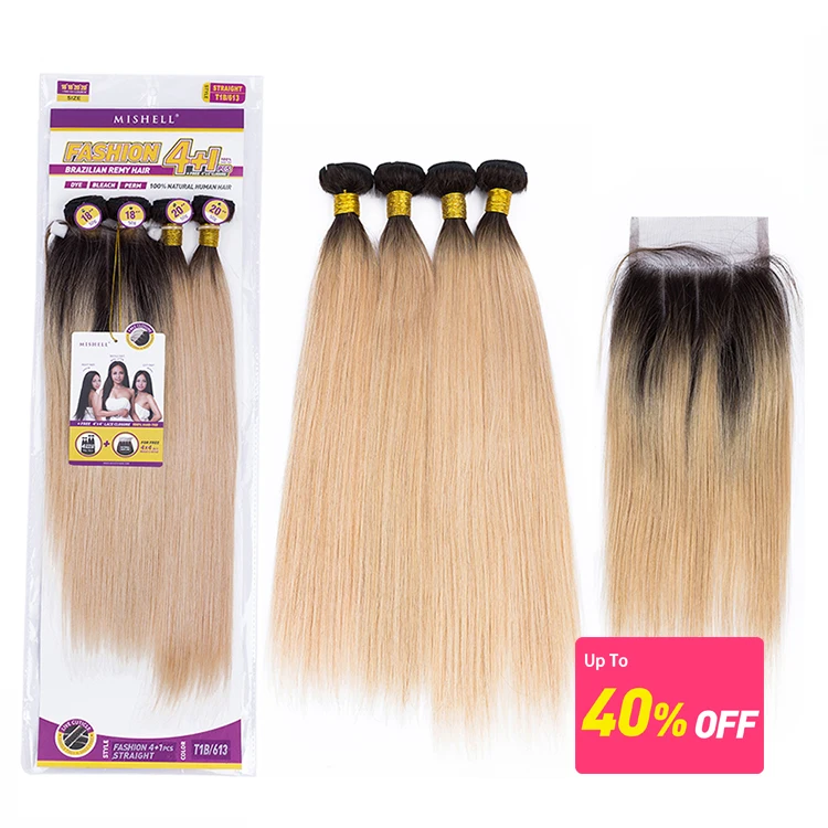 Ombre Brazilian Hair Weave 4+1 Remy Weave Cuticle Aligned Hair Bundles With Closure, Natural color weave wig
Ombre Brazilian Hair Weave 4+1 Remy Weave Cuticle Aligned Hair Bundles With Closure, Natural color weave wig