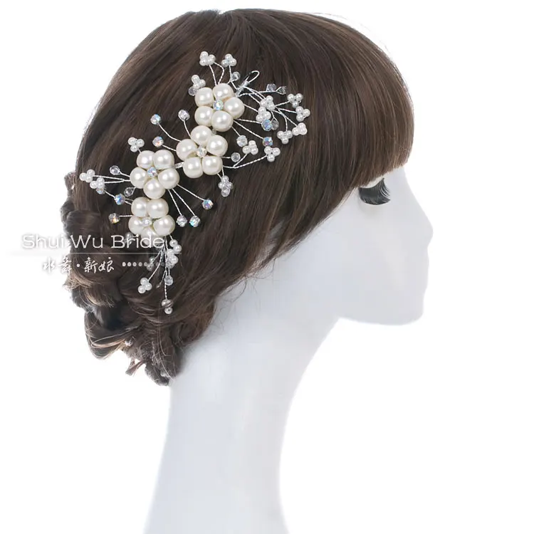 Water aesthetic handmade crystal pearl hair accessory hair accessory the bride hair accessory wedding dress hair accessory