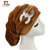 Custom&OEM&ODM Velvet Velour Long Turban Chemo Baggy Hat Beanie Slouch Cap Bandana Hair Loss Bonnet Tube TJM-133