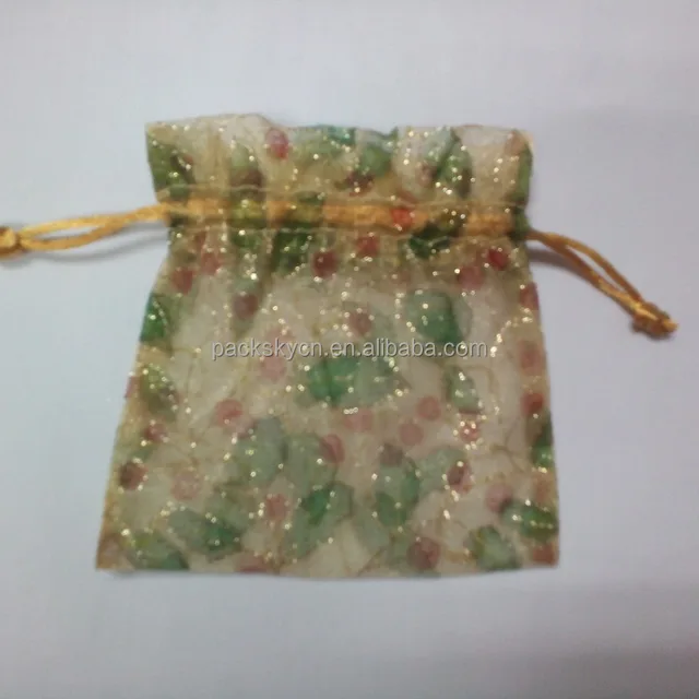 special custom drawstring organza gift bag for christmas
