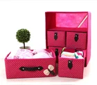 Lady bedroom fabric collapsible underwear storage box organizer with drawer