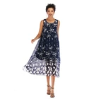 KEYIDI Summer fashion casual chiffon sleeveless round neck print ladies dress