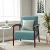 Custom 16 year manufacturer modern oak upholstered blue arm chair
