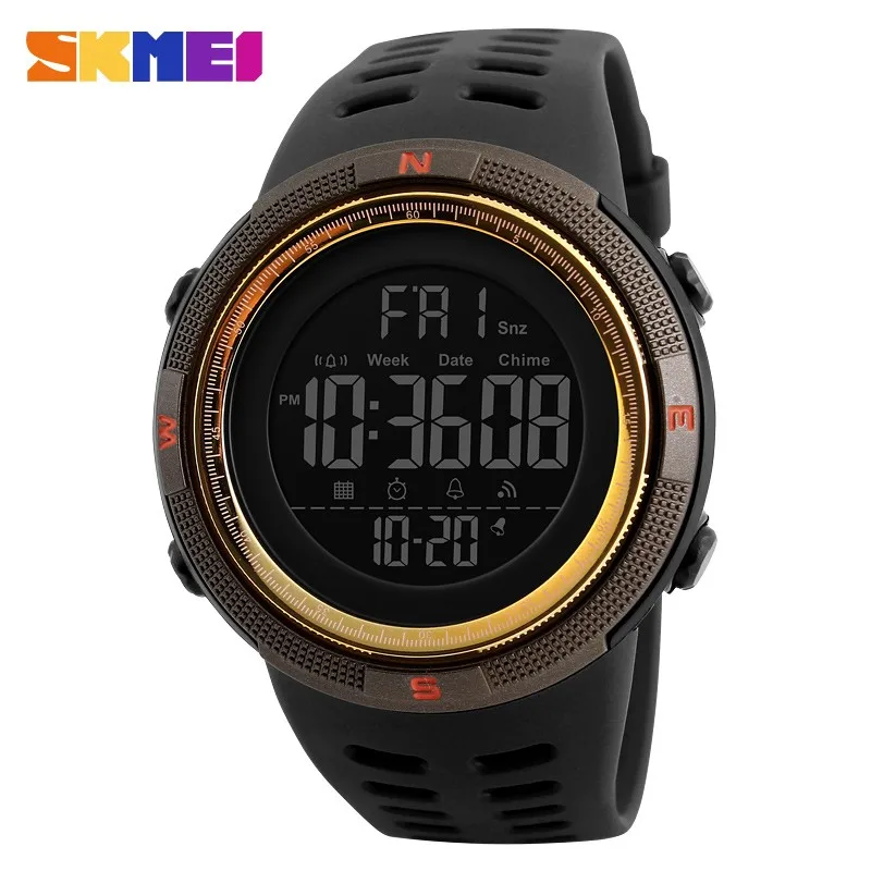 

SKMEI 1251 Men Sports Watches Countdown Double Time Watch Alarm Chrono Digital Wristwatches 50M Waterproof Relogio Masculino