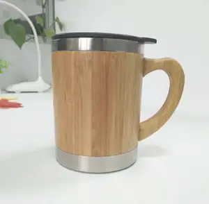 natural bamboo and stainless steel coffee cup bamboo travel mug