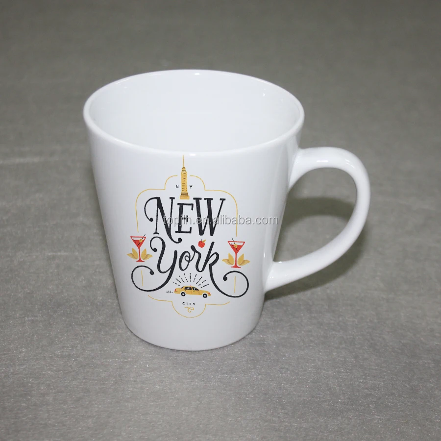 morden sublimation white blank ceramic 12oz cone mug from