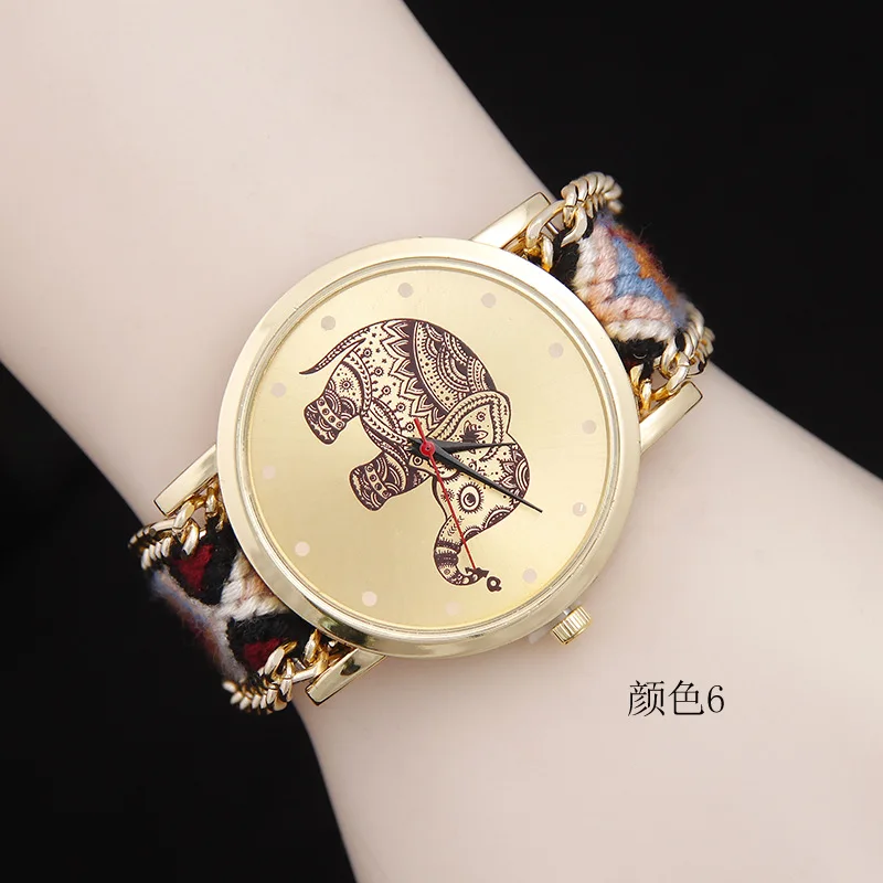 

2018 new fashion ladies elephant woven alloy quartz bracelet watch