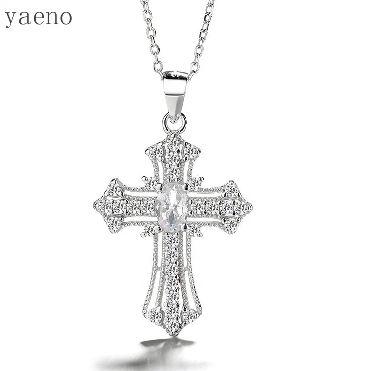 High Quality 925 Sterling Silver Cross Shape Pendant With Cubic Zircons necklace
High Quality 925 Sterling Silver Cross Shape Pendant With Cubic Zircons necklace