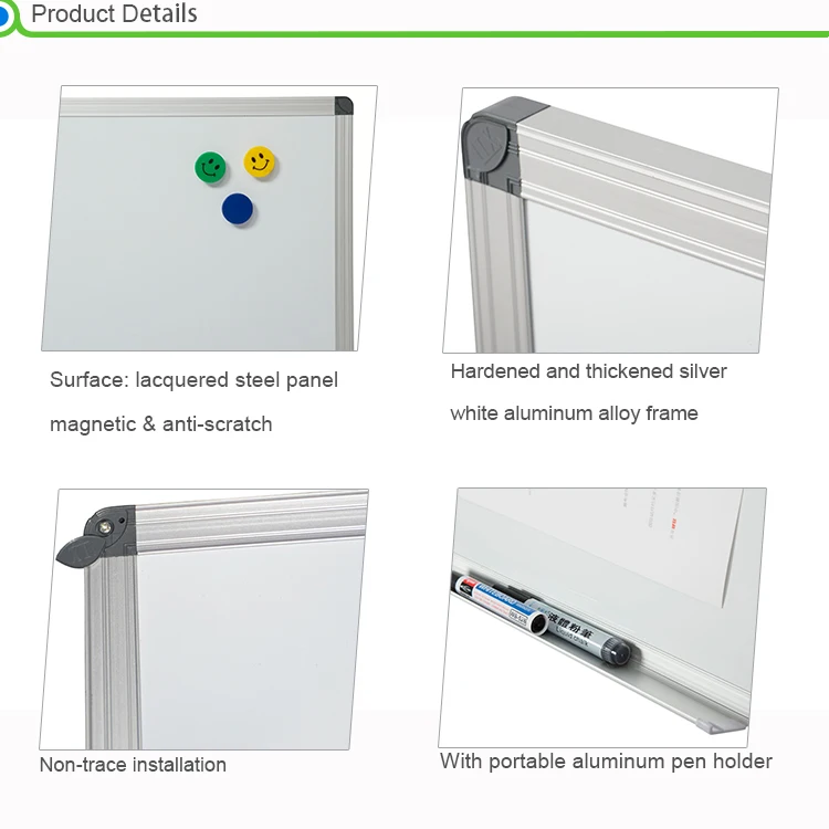 Free sample non-trace installation ABS corner magnetic whiteboard