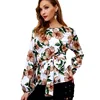 Wholesale 2018 fashion sexy ladies O-Neck flowers printed long sleeve Women T-Shirts (C18261)