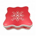 Christmas embossed antique wave shape custom cookie tin can