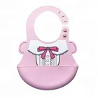 Soft Waterproof Silicone Race Baby Bib with Food Catcher With String