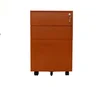 Side open handle primary wood color mobile rolling pedestal 3 drawer lock side filing cabinets