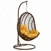 Durable cozy outdoor single hanging chair PE rattan swing chair