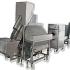 Onion peeling- root cutting-slicing processing machine