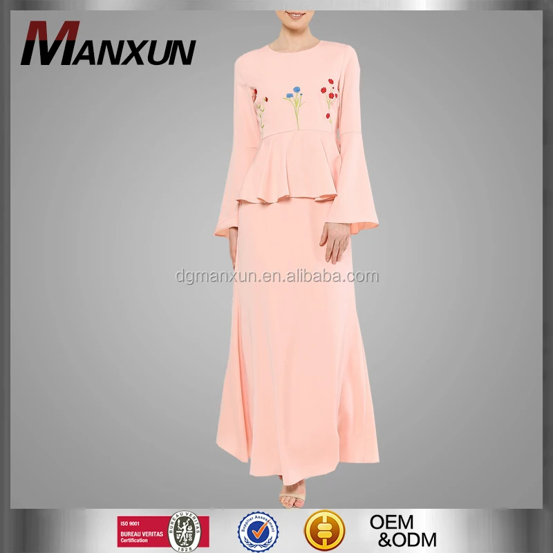 Latest Baju Kurung Designs Elegant Embroidery Muslim Women Dress Modest Malaysia Baju Suit High Grade Kebaya Online