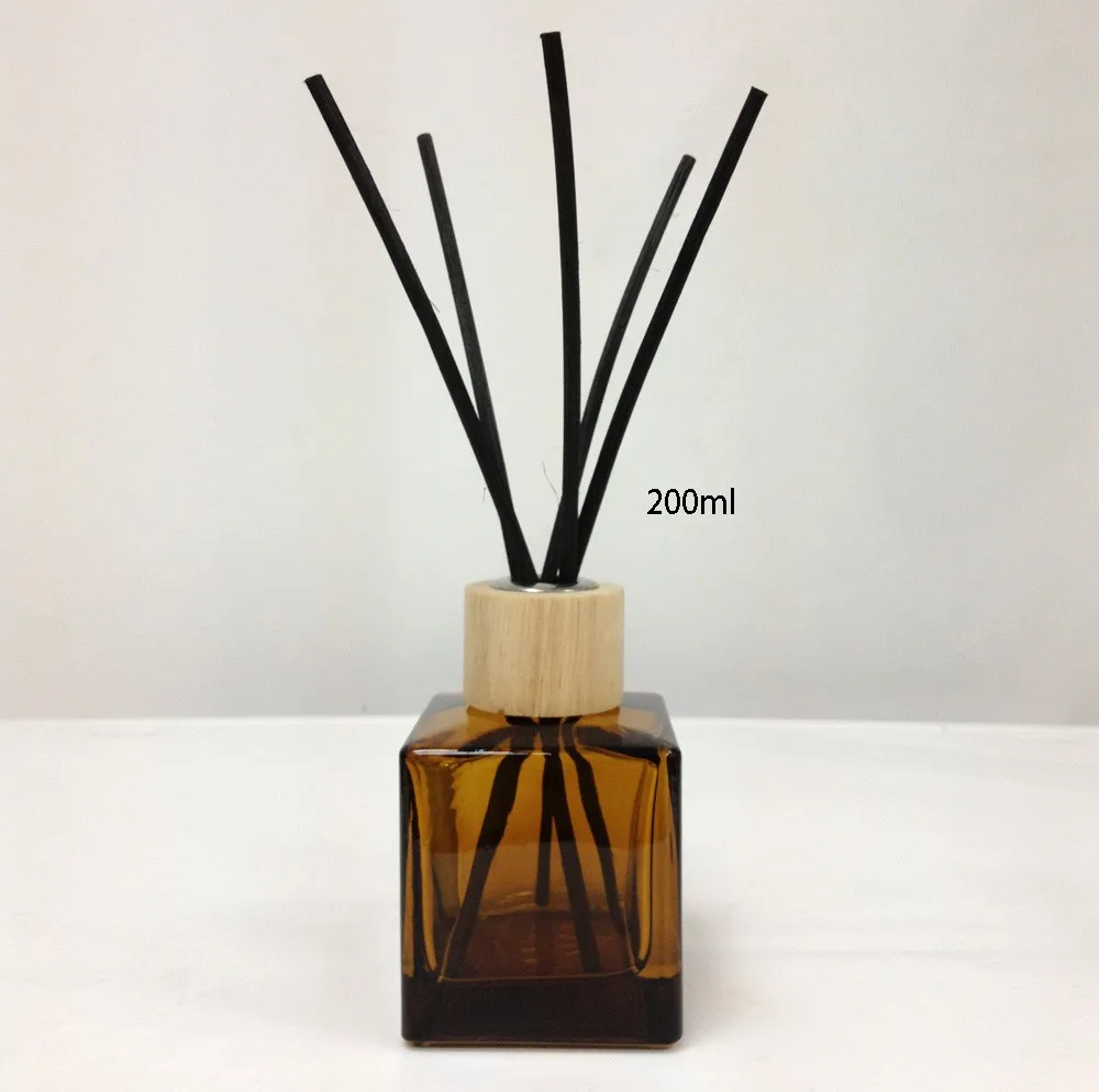 200ml amber aroma reed diffuser glass bottle with fiber stick, View
