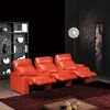 Family cinema 3 seats bright orange leather electric recliner sofa