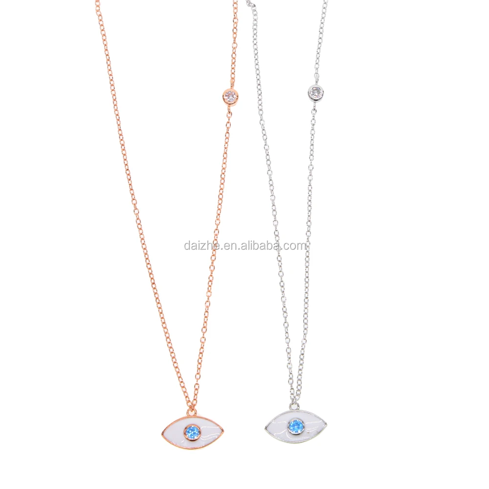 Fine top quality 925 sterling silver manufacture white enamel evil eye delicate minimal fine silver classic necklace, Gold
Fine top quality 925 sterling silver manufacture white enamel evil eye delicate minimal fine silver classic necklace, Gold
