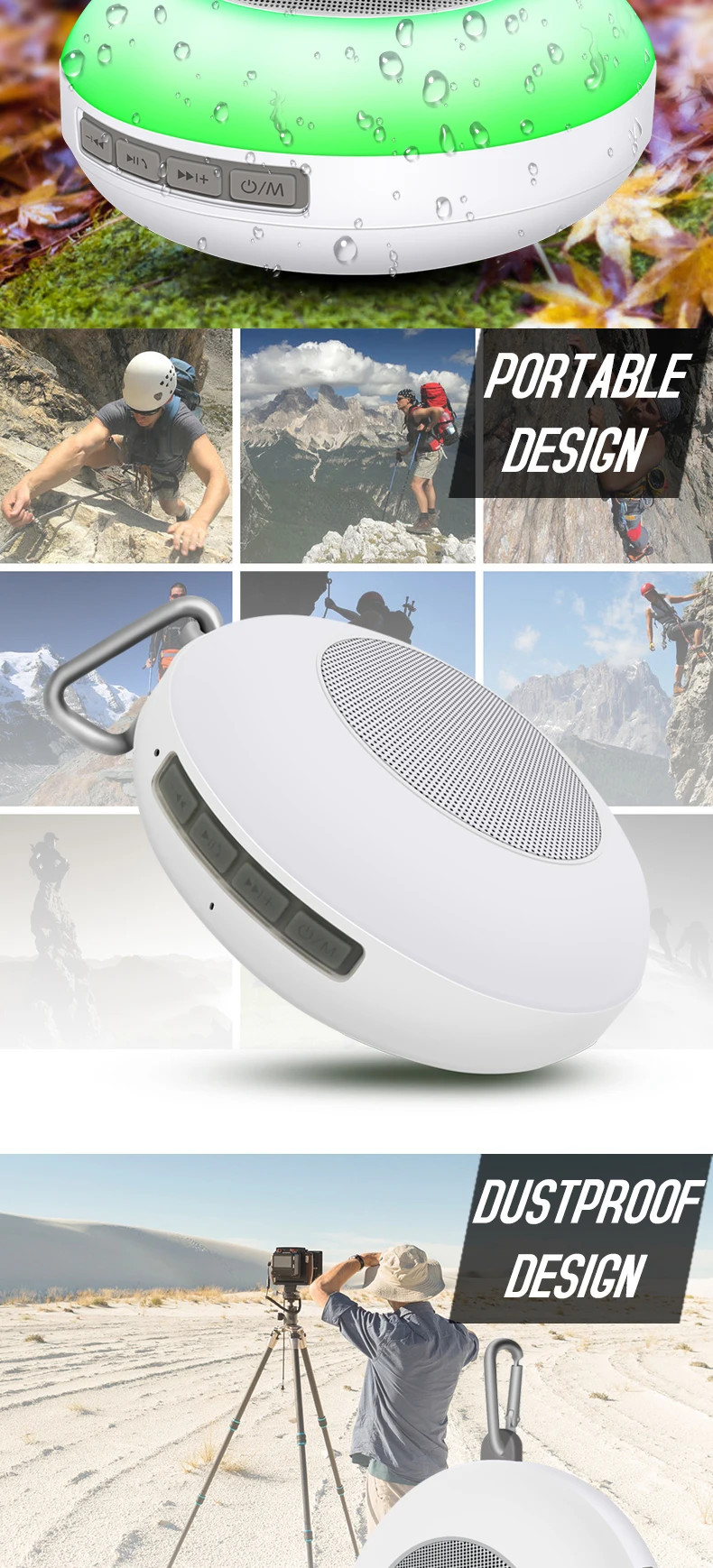 Super Bass Handsfree Mini Portable Bluetooth Speaker Waterproof Outdoor Music Box with Handle - ANKUX.COM