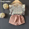Top Leader Baby Girls Clothing Set 2018 Summer New Korean Girl Pineapple Flying Sleeve Set Child 2 Piece Kids Clothes Suit