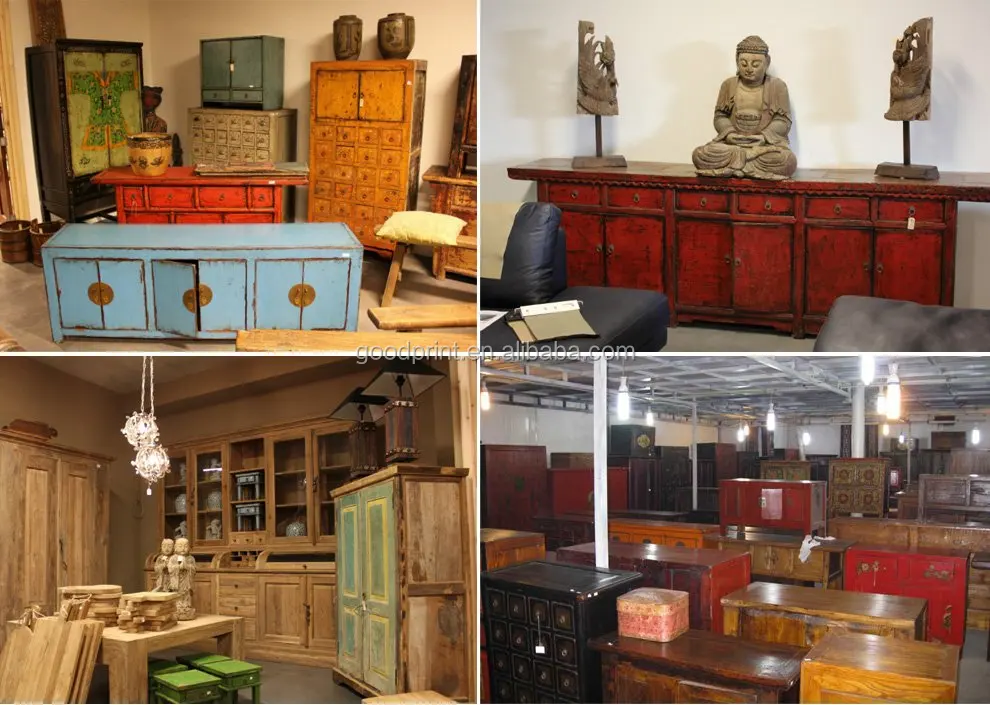 Tibetan Hand-painting reclaimed wood cabinet
