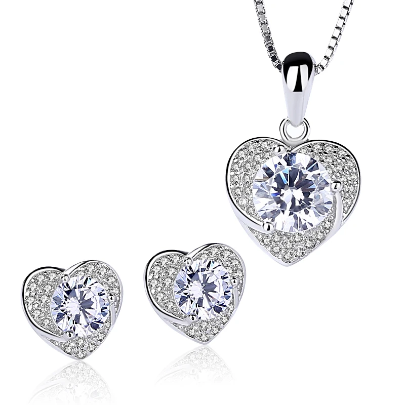 Moyu 925 Sterling Silver Prevent allergy Heart Zircon Stud Earrings And Pendant Necklace Exquisite Large Heart CZ Jewelry Set
Moyu 925 Sterling Silver Prevent allergy Heart Zircon Stud Earrings And Pendant Necklace Exquisite Large Heart CZ Jewelry Set