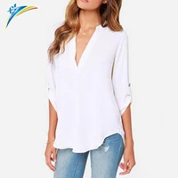 Hot sale fashionable plus size v neck blouse long sleeve chiffon shirt woman loose blouse
Hot sale fashionable plus size v neck blouse long sleeve chiffon shirt woman loose blouse