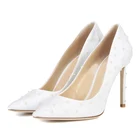 New Designer Pearls Ivory White High Heel Women Bridal Wedding Shoes