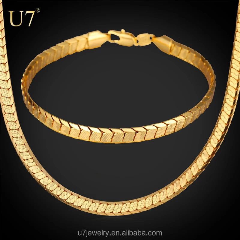 Platinum/Yellow Gold Plated Snake Chain Bracelet And Necklace Set 2016 Trendy Costume Jewelry Set For Men Gift Party, Gold/platinum color
Platinum/Yellow Gold Plated Snake Chain Bracelet And Necklace Set 2016 Trendy Costume Jewelry Set For Men Gift Party, Gold/platinum color