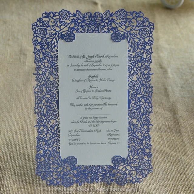 romantic rose design customized recording wedding invitation