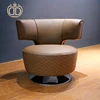 hot sale European design leather cover single swivel sofa chairs sofa brown stainless steel frame sofa chair