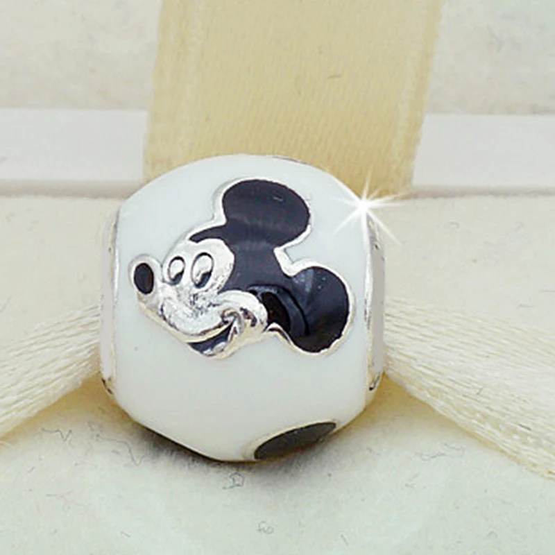 New Fashion Perles Free Shipping Silver Color Bead Charm European with Mickey cartoon Charm Pendant Bead Fit Pandora Bracelet (2)