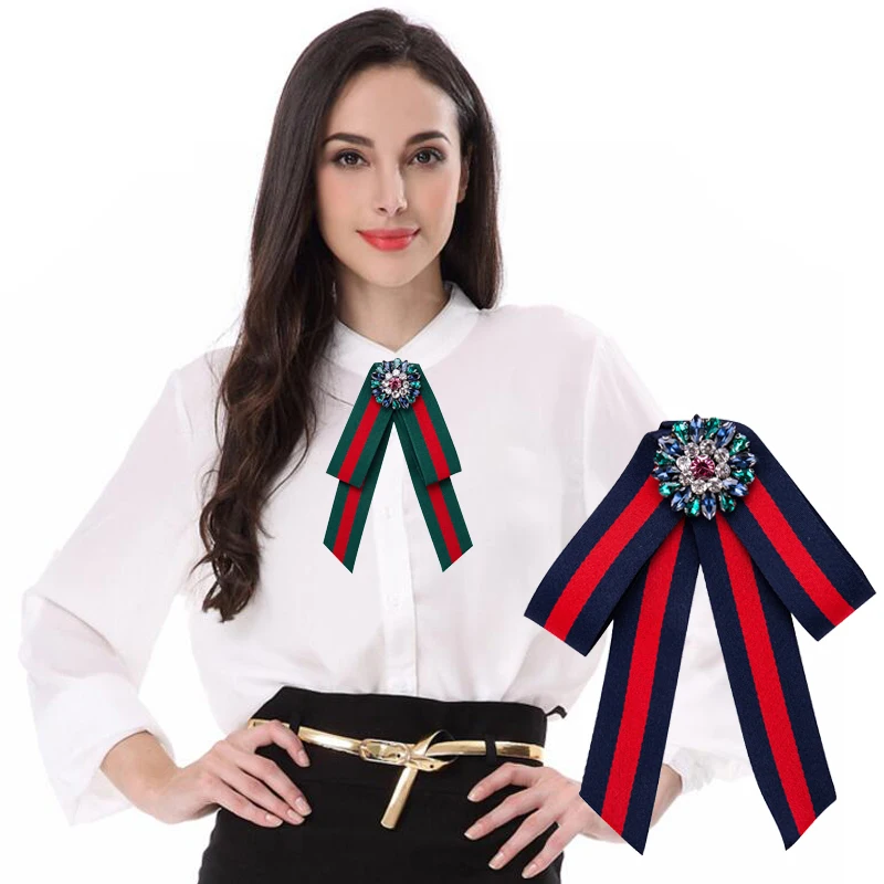 women handmade canvas bowknot tie brooch pins female shirt dress