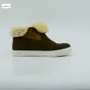 MANRINO-0152 Sneakers Khaki Desert Cow Suede Women Flat Sneaker Shoes Double Face Sheep Fur Leather Material Round Closed Toe