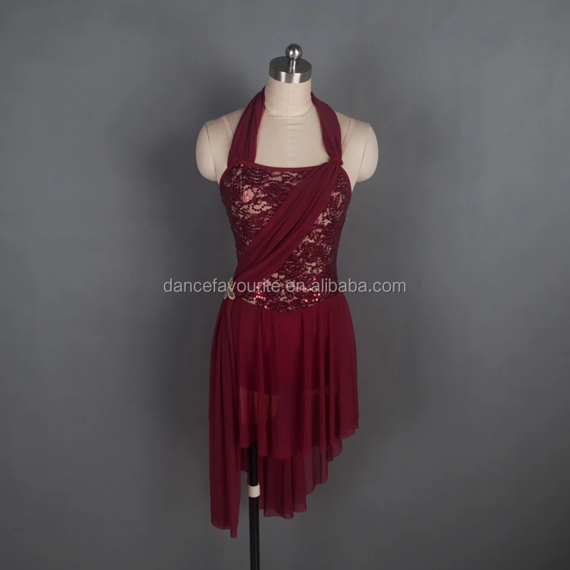 Halter Neck Burgundy Sequin Lace and Mesh Dress Lyrical and Contemporary Dance Costume 17311
Halter Neck Burgundy Sequin Lace and Mesh Dress Lyrical and Contemporary Dance Costume 17311