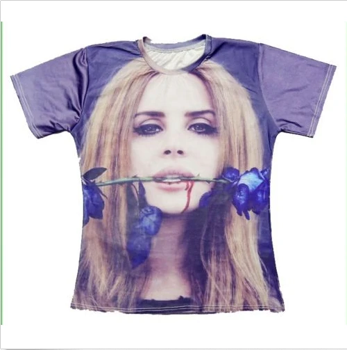 Free shipping 2015 3D print purple foral Character Lana Del Rey short sleeve T-shirts Casual tee shirt for men/women harajuku