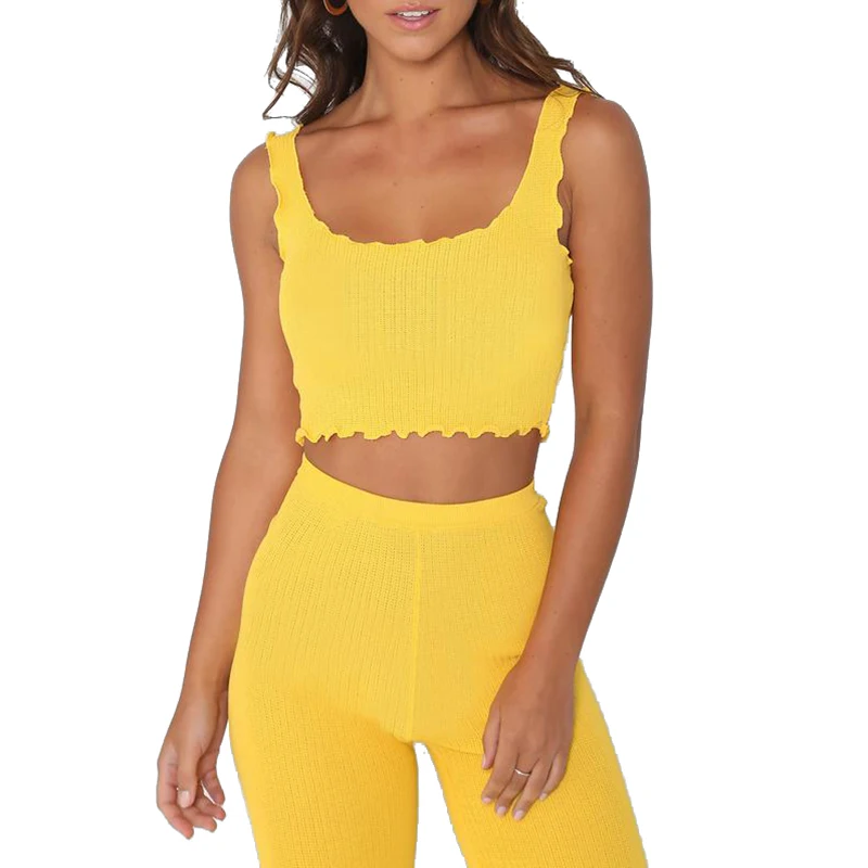 Women's Tank Crop Top and long Pant Suit