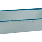 WHITE ENAMEL TRAY BLUE TRIM RETRO KITCHENWARE STORAGE VINTAGE METAL SERVING TRAY