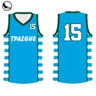 college sublimated blue basketball uniform designs