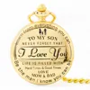 Wholesale Forever Gold Pocket Watch To My Son Gift parents Gift Boys Epoxy Fob Watches Chain Birthday Graduation PW078