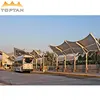 Bus terminal frame-supported PVC shade structure