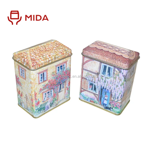 creative products cartoon house shape candy gift tin box