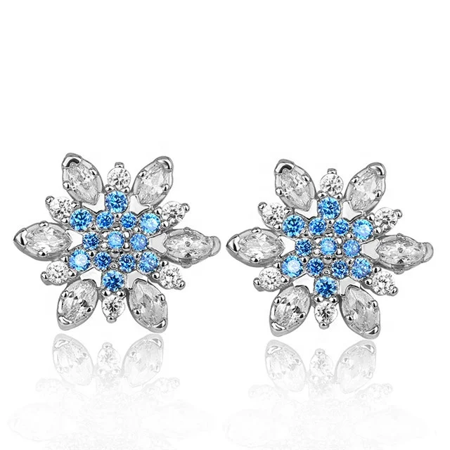 925 Sterling Silver Stud Earrings Blue Color Crystal Snowflake Earrings For Women Party Jewelry Gift
925 Sterling Silver Stud Earrings Blue Color Crystal Snowflake Earrings For Women Party Jewelry Gift
